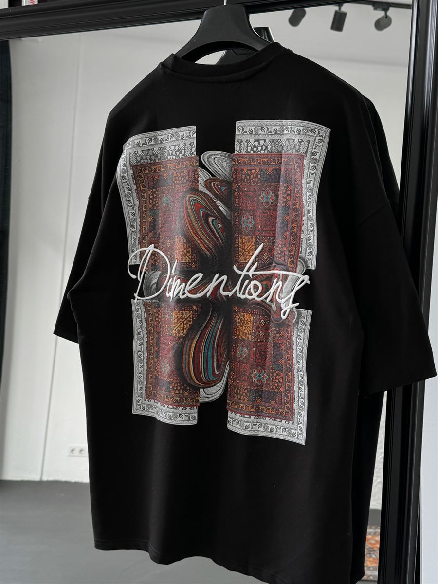 Siyah Dimentions Nakışlı Oversize T-Shirt B-1092