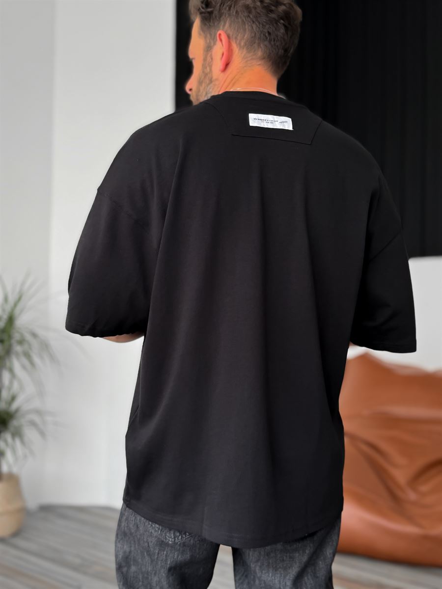 Siyah Yosemite Nakışlı Oversize T-Shirt B-1020