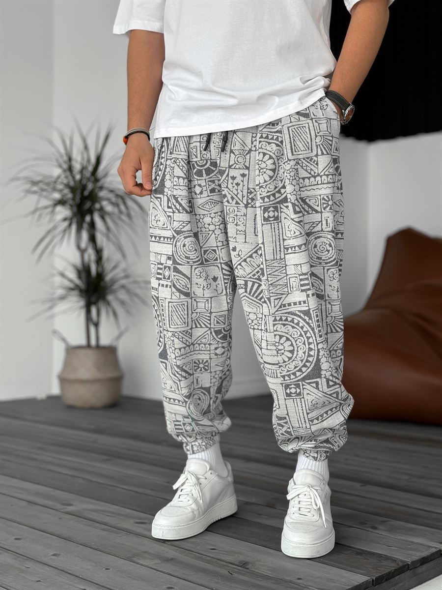 Ekru Geometrik Desenli Jogger MX-