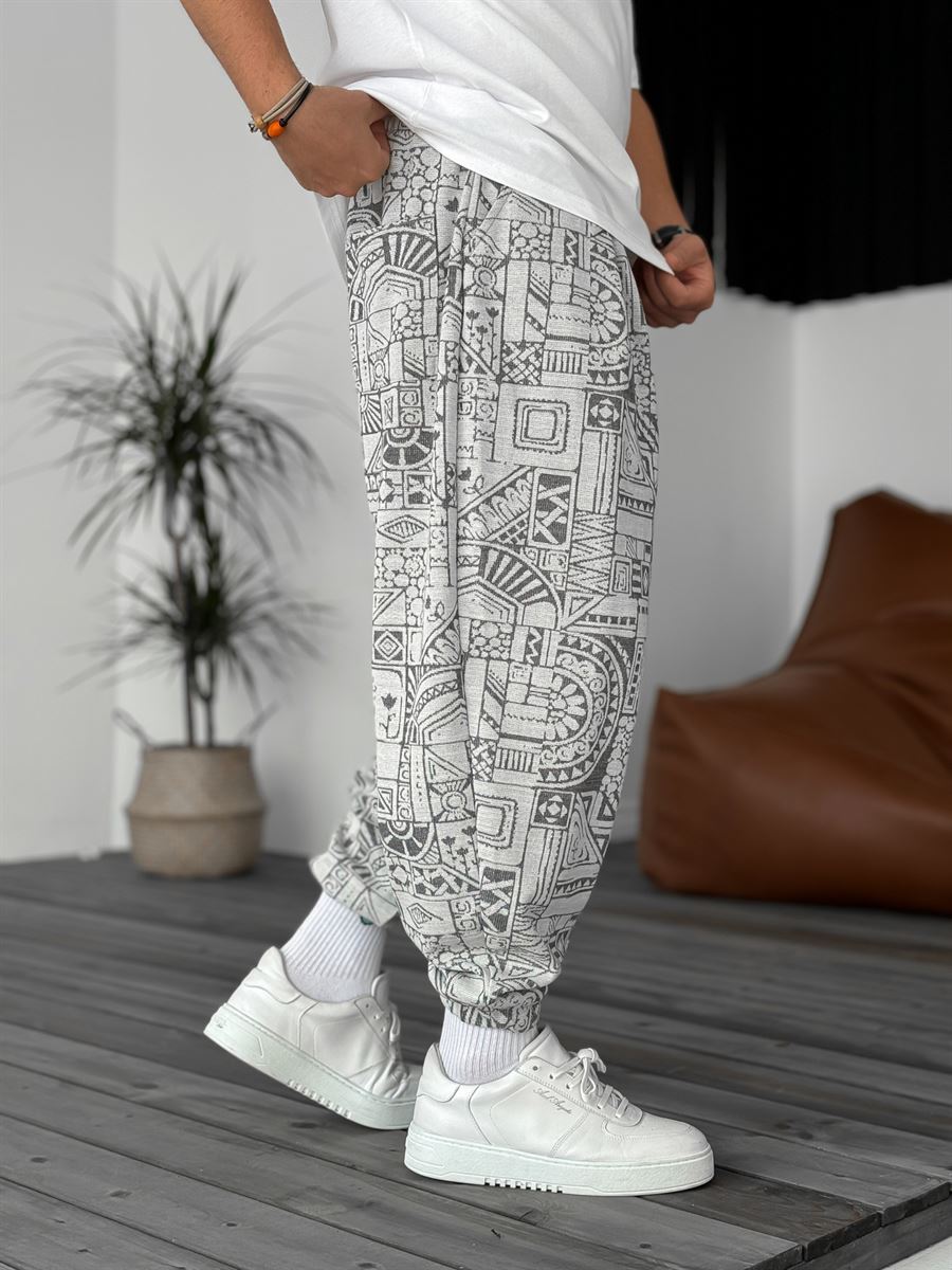 Ekru Geometrik Desenli Jogger MX-