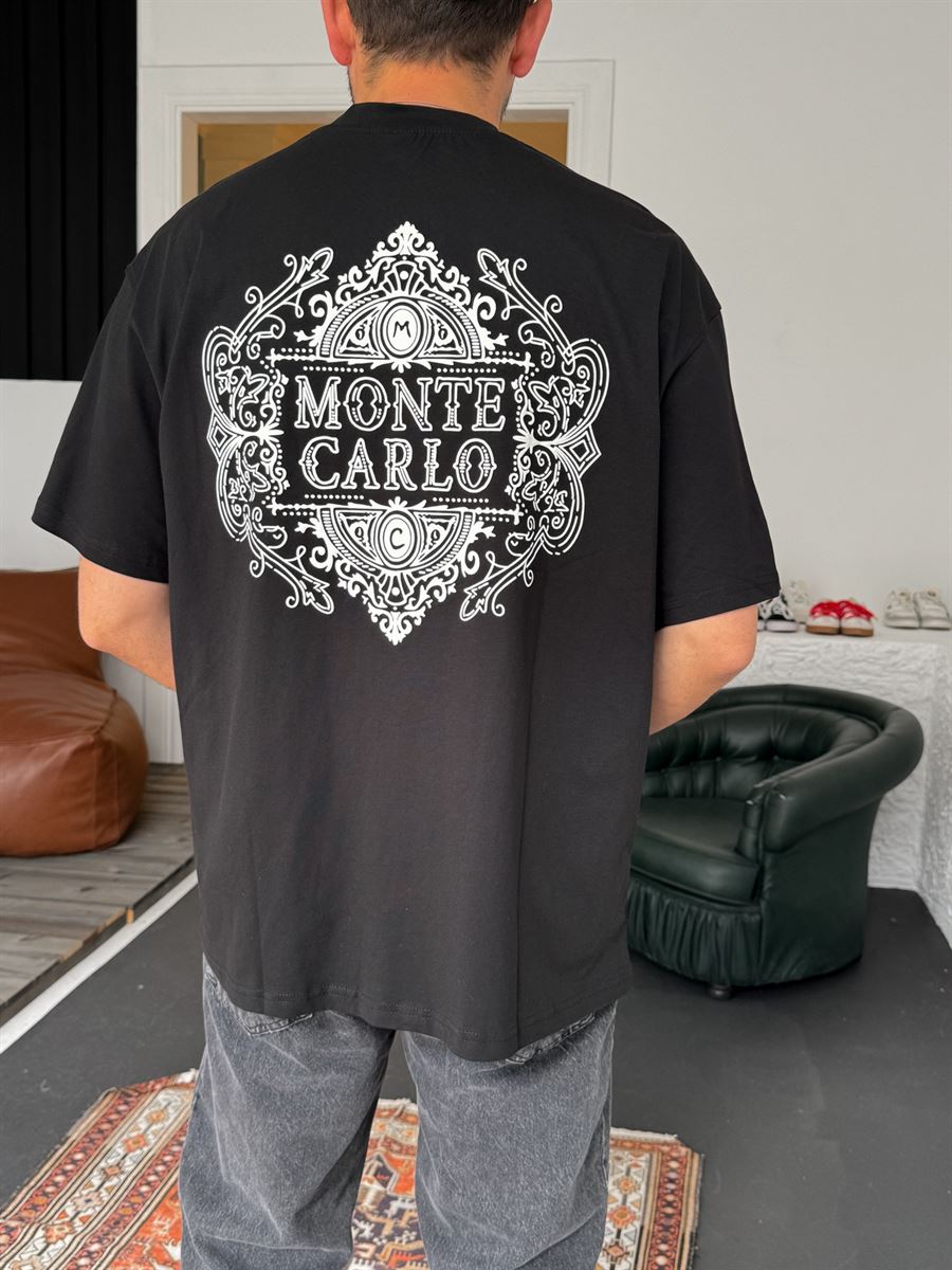 Siyah Monte Carlo Kabartmalı T-Shirt C-1281