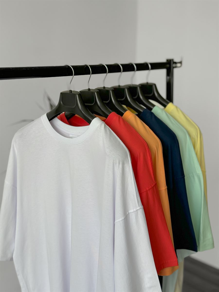 Beyaz İnce Oversize Basic T-Shirt RES-3014