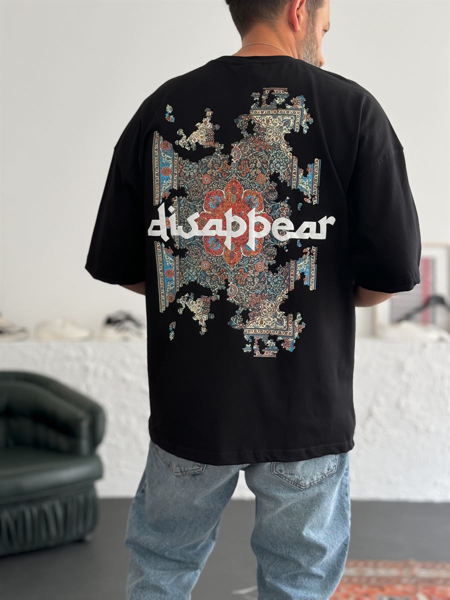 Siyah Disappear Kabartmalı Oversize T-Shirt RES-4190