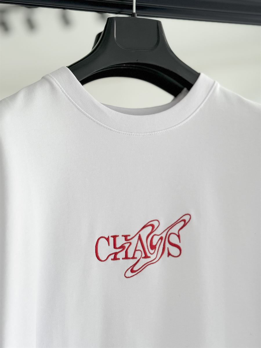 Beyaz Chaos Nakışlı Oversize T-Shirt RES-4211