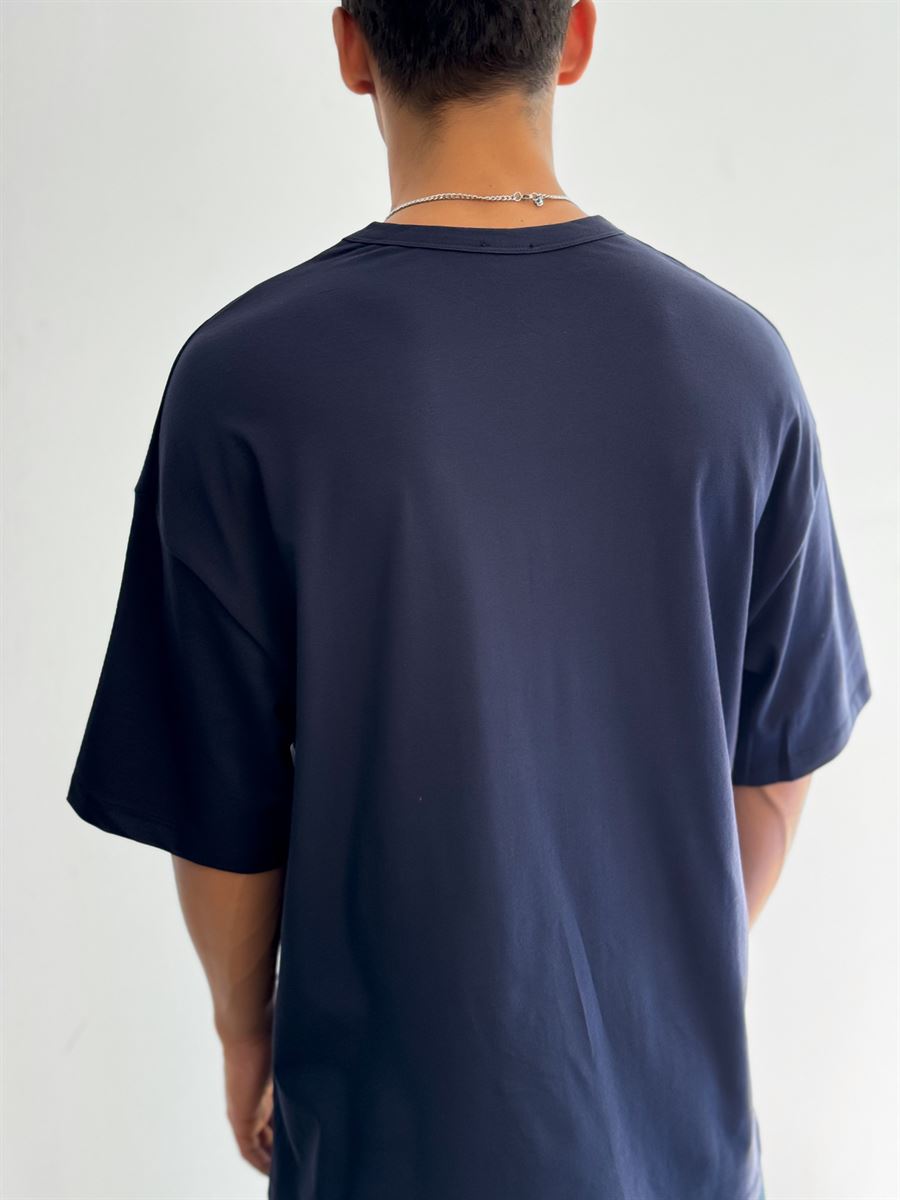 Lacivert Likralı Basic T-Shirt BY-056