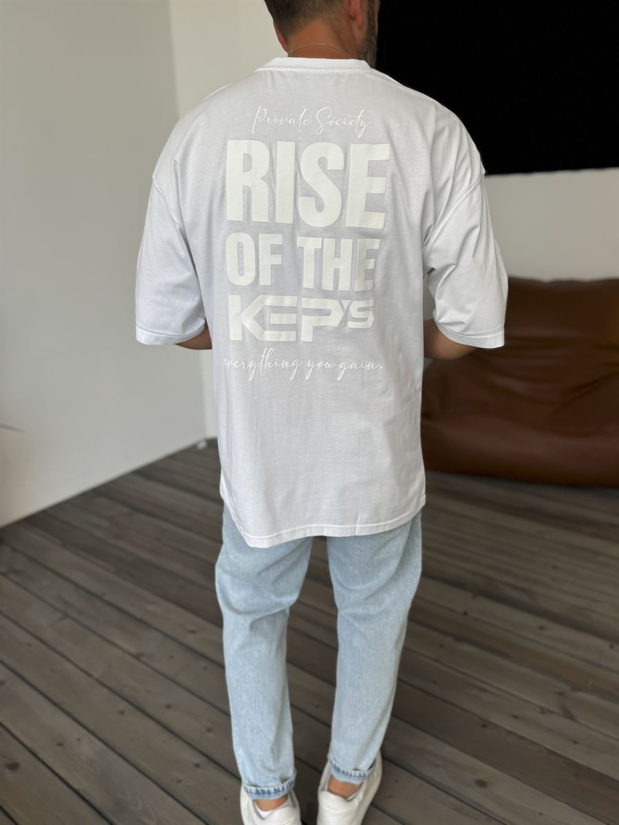 Beyaz Rise Kabartmalı T-Shirt KE-3002