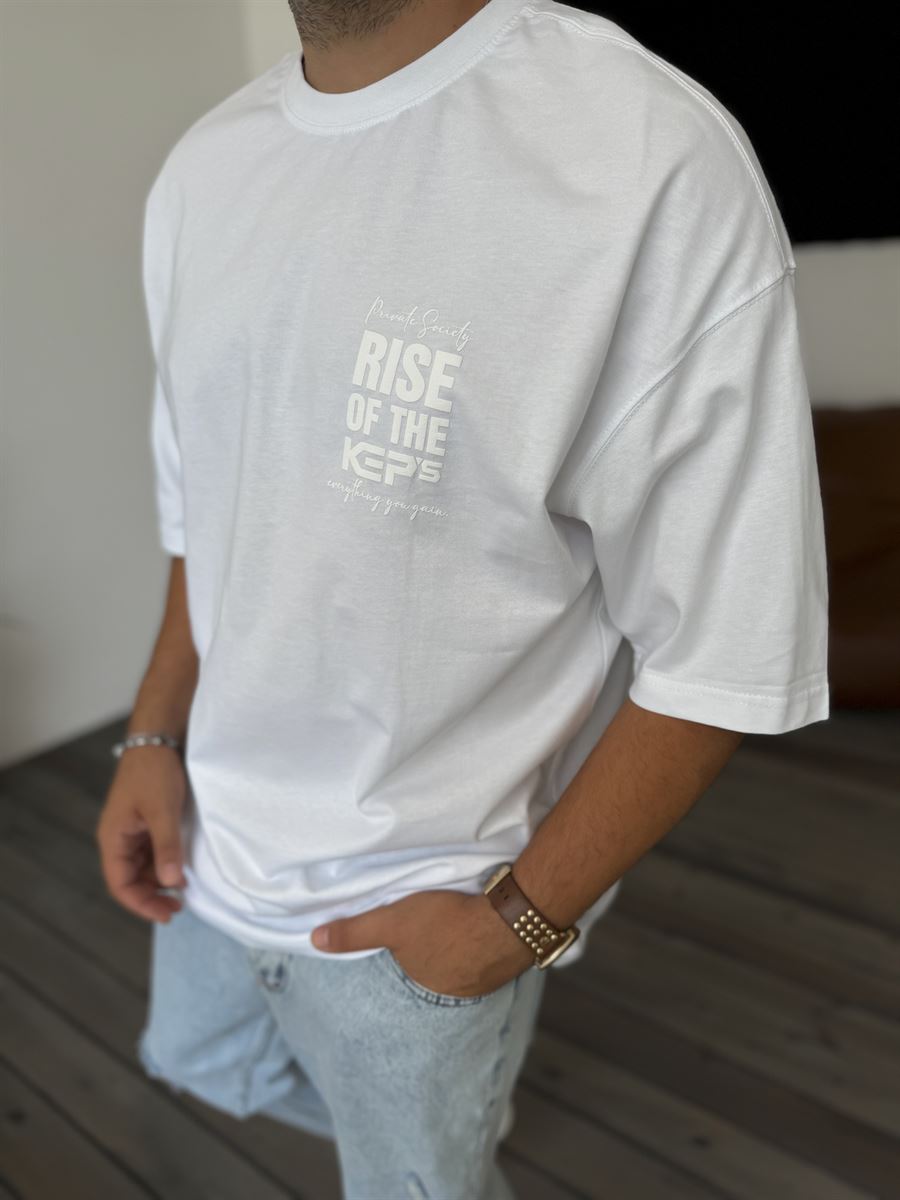 Beyaz Rise Kabartmalı T-Shirt KE-3002