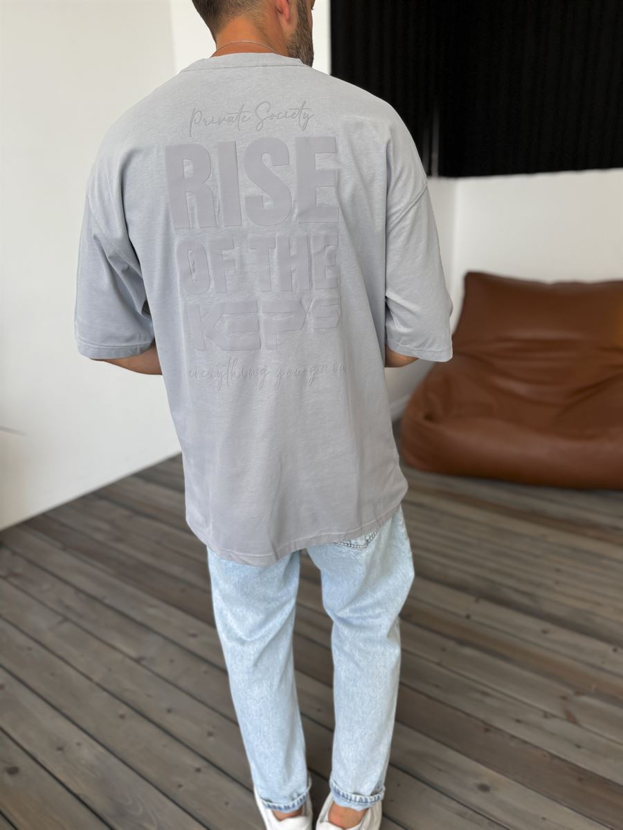 Gri Rise Kabartmalı T-Shirt KE-3002