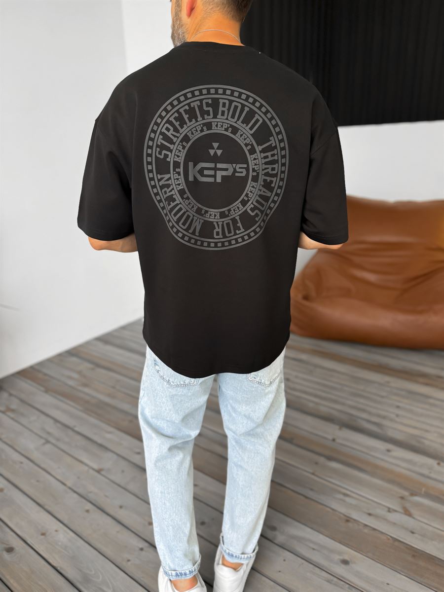 Siyah Circle Kabartmalı T-Shirt KE-3003