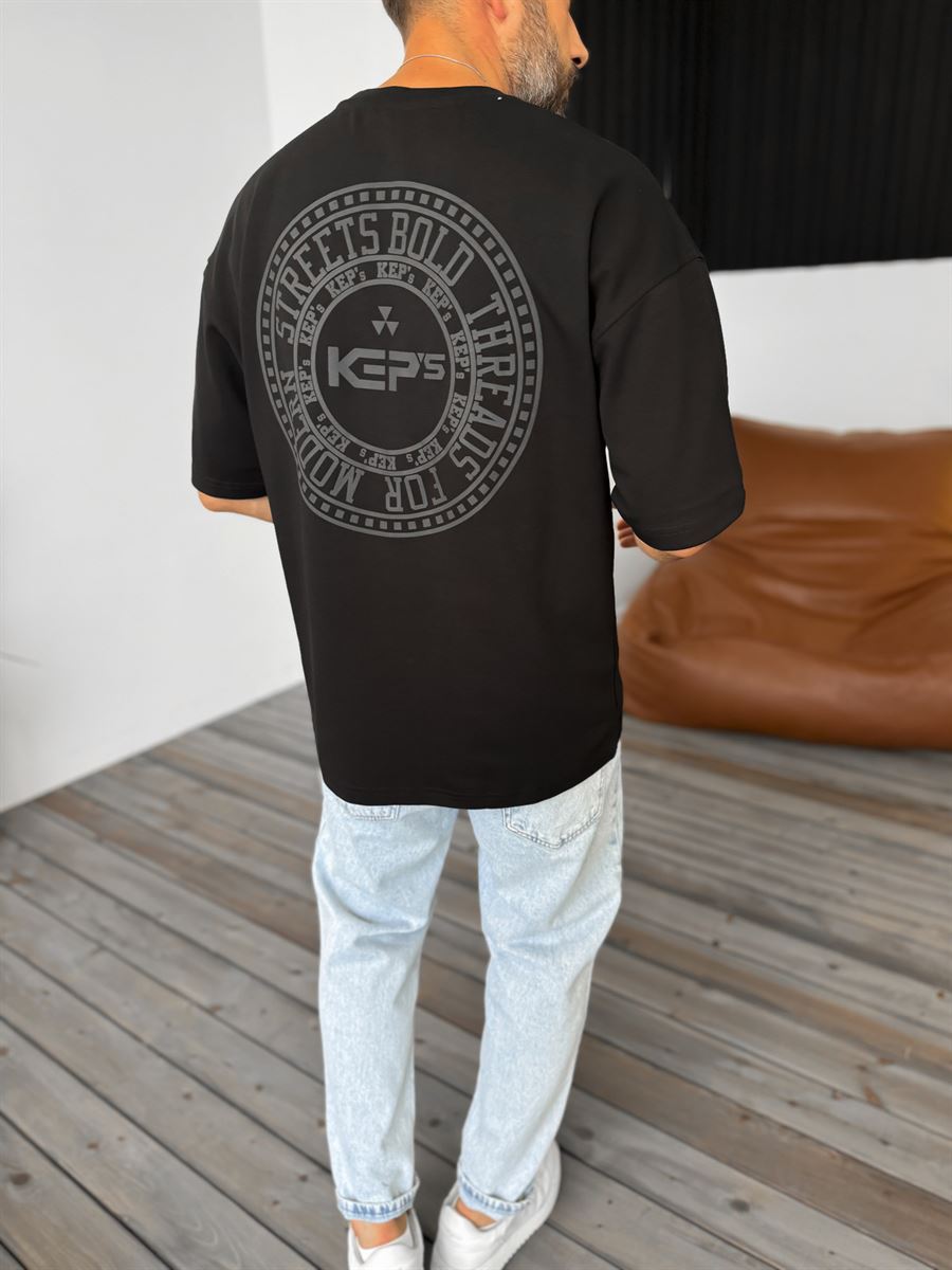 Siyah Circle Kabartmalı T-Shirt KE-3003