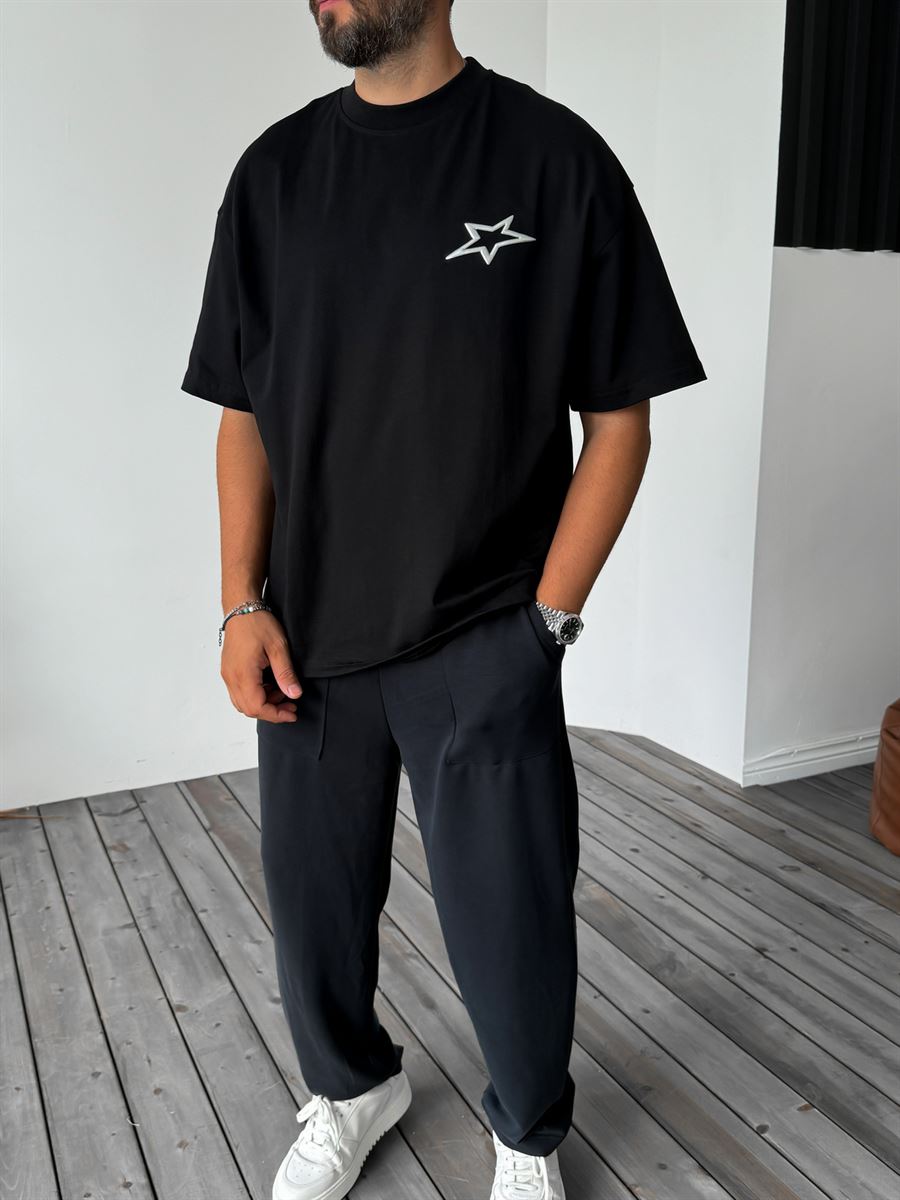 Siyah Star Oversize T-Shirt C-1250