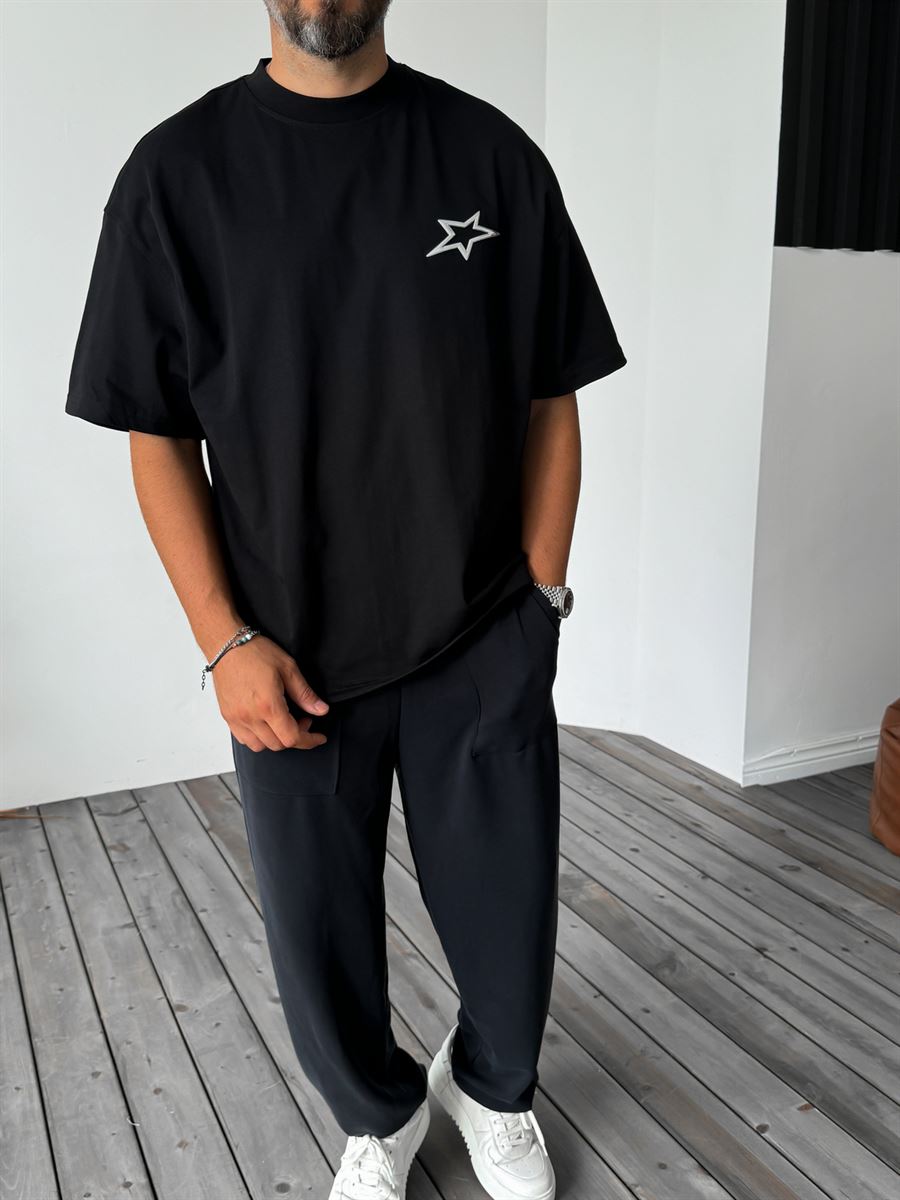 Siyah Star Oversize T-Shirt C-1250