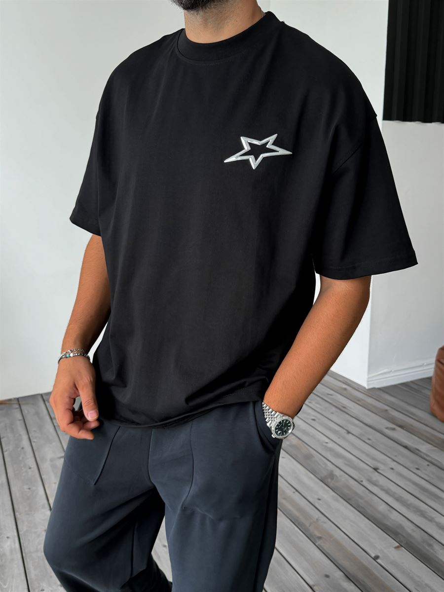 Siyah Star Oversize T-Shirt C-1250