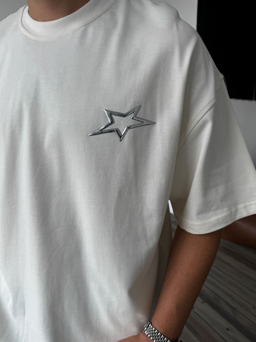 Ekru Star Oversize T-Shirt C-1250