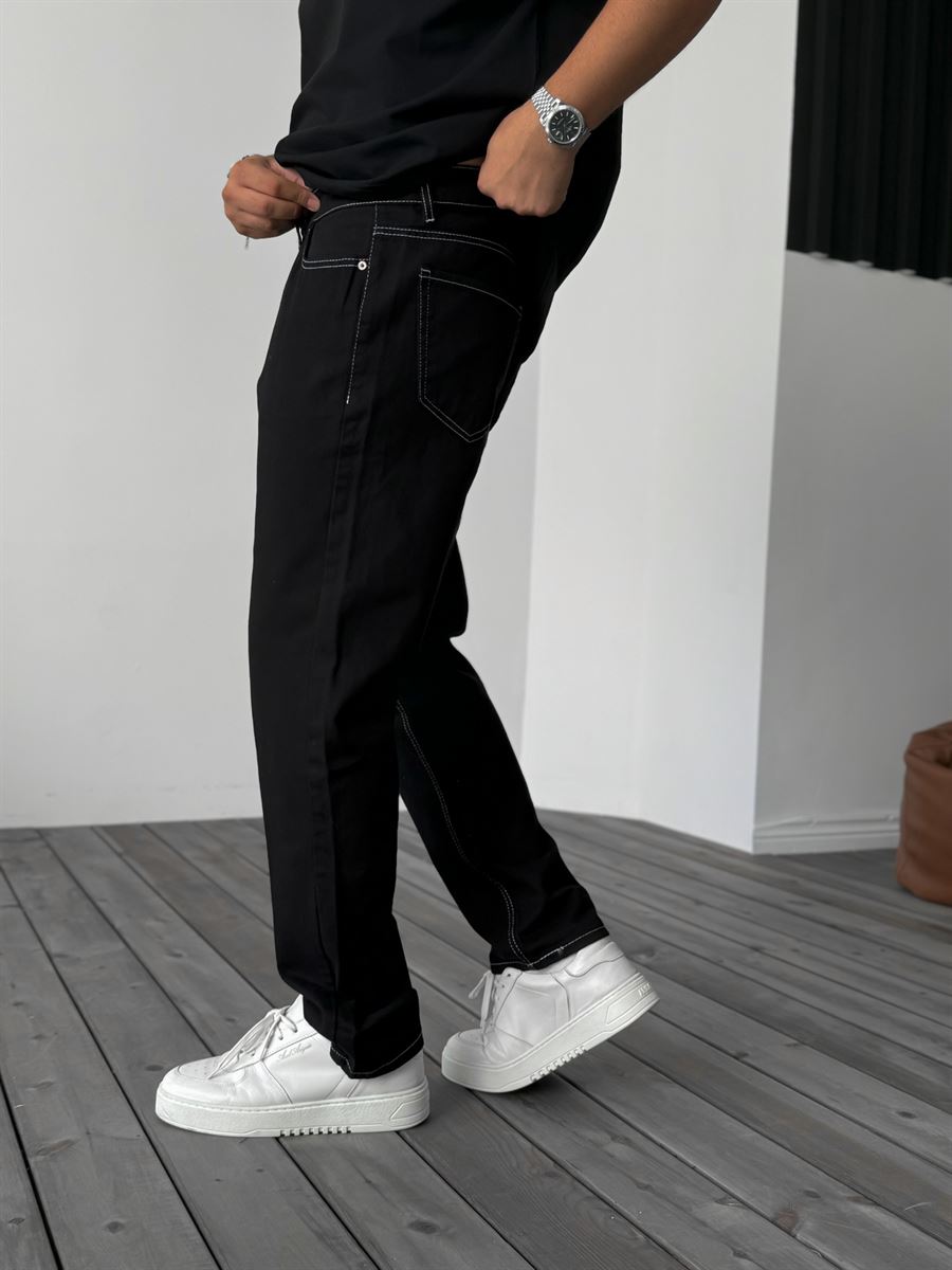 Siyah Dikişli Baggy Jean KE-563