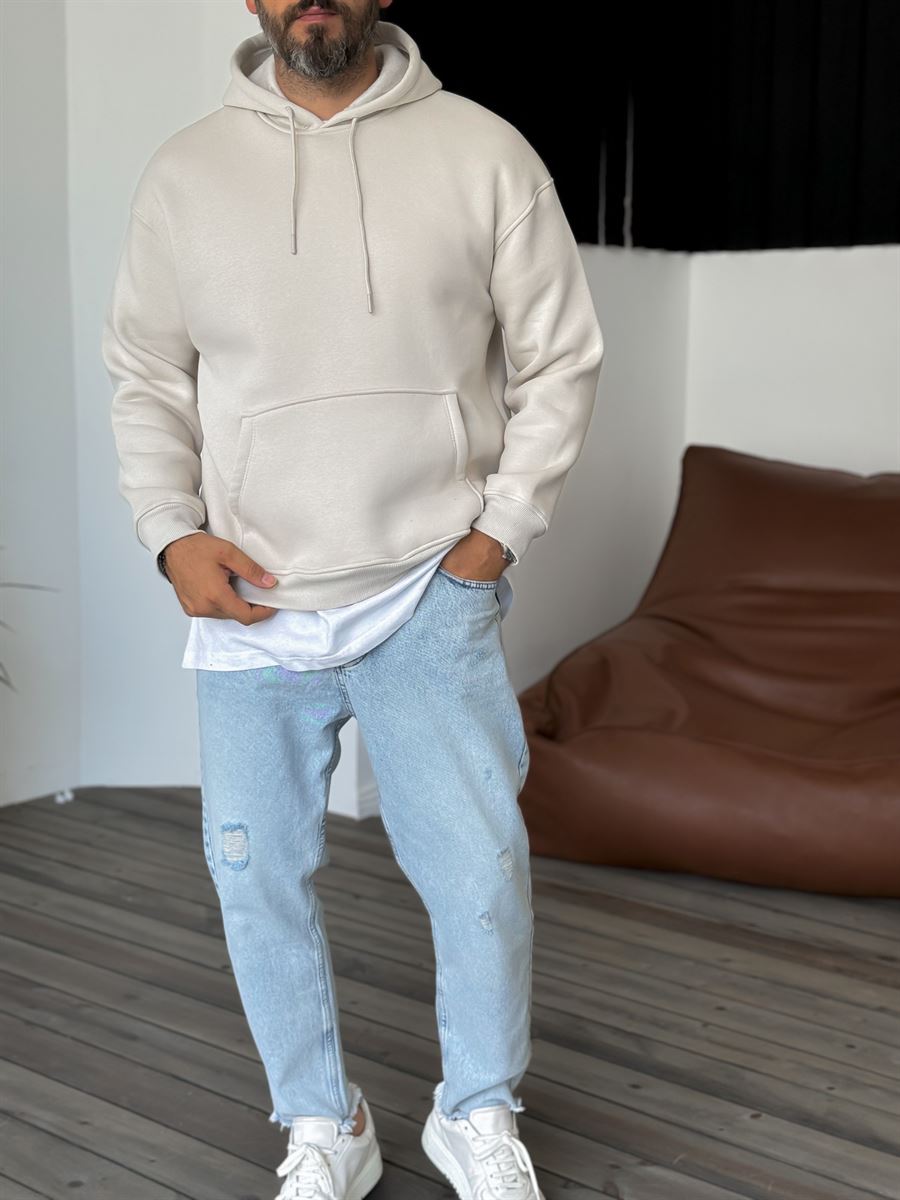 Taş Basic Kapüşonlu Sweatshirt BY-057