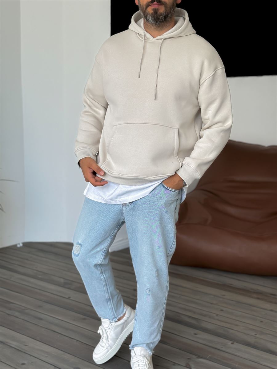 Taş Basic Kapüşonlu Sweatshirt BY-057