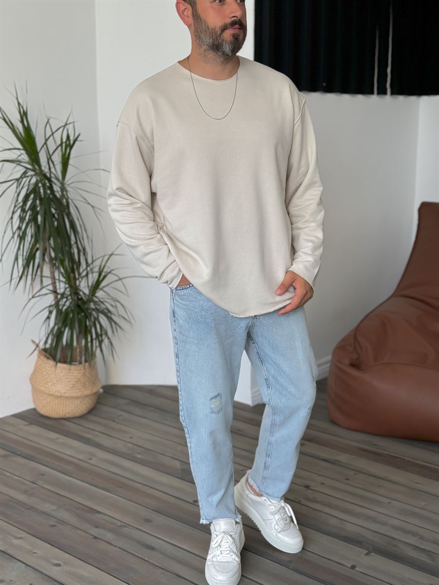 Taş Basic Pis Yaka Sweatshirt BY-059