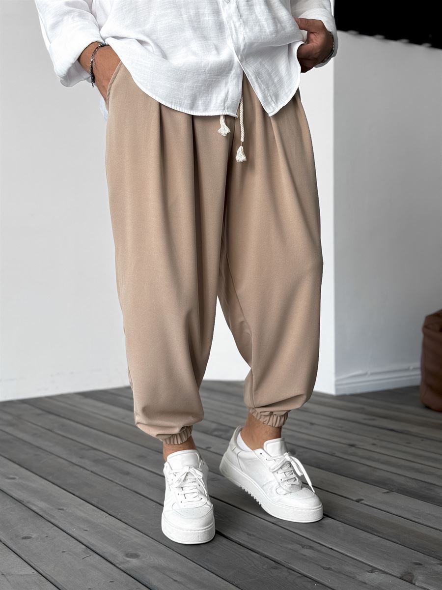 Bej Yarım Şalvar Basic Jogger DP-087