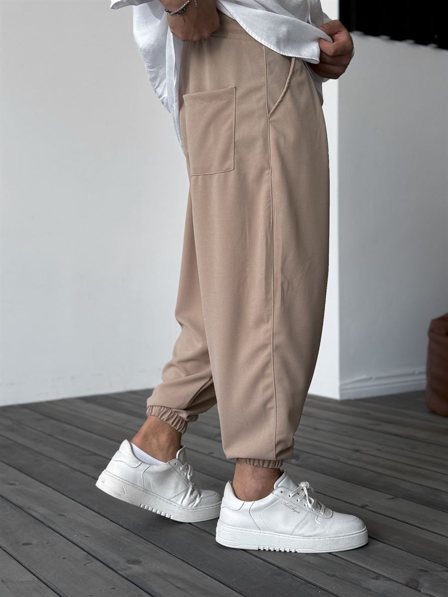 Bej Yarım Şalvar Basic Jogger DP-087