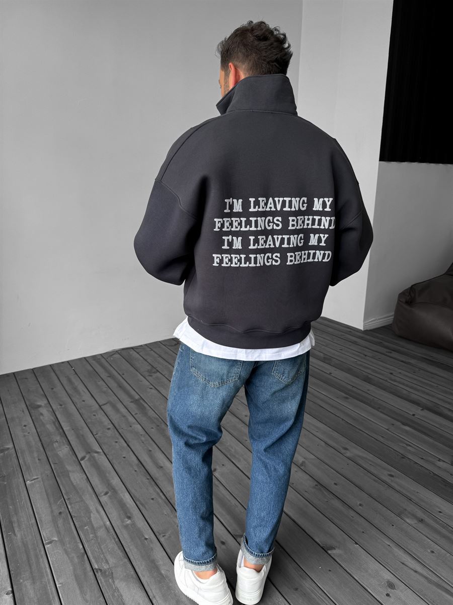 Antrasit Yarım Fermuarlı New Me Sweatshirt JJ-21