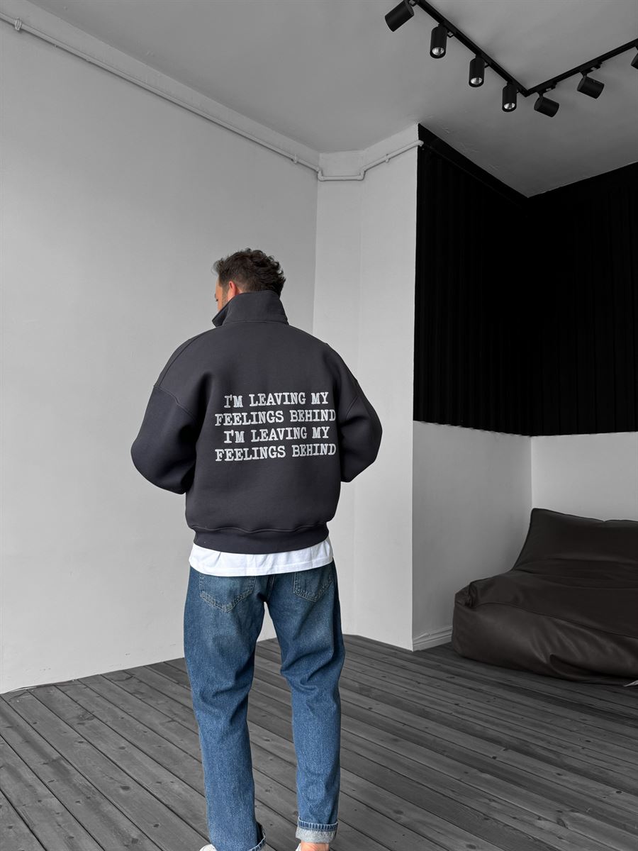 Antrasit Yarım Fermuarlı New Me Sweatshirt JJ-21