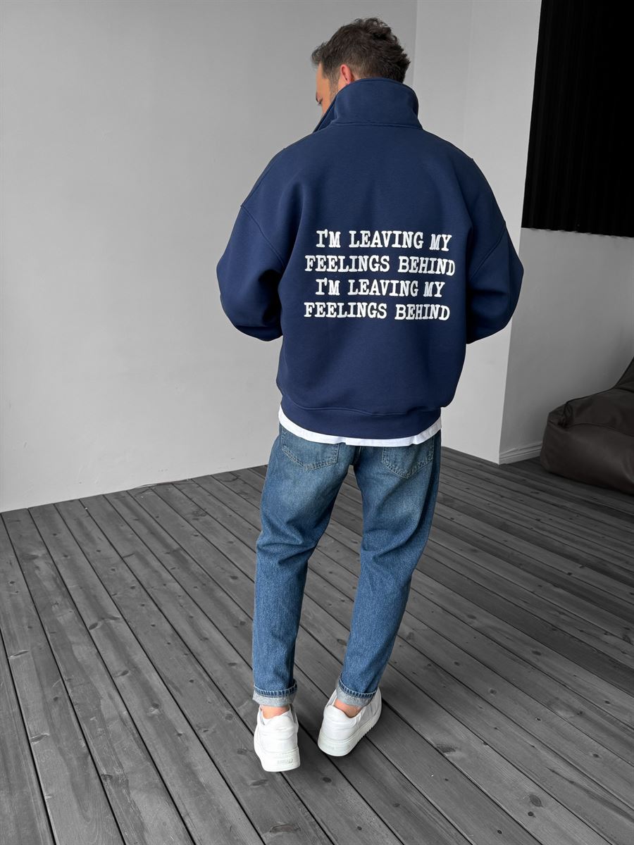 Lacivert Yarım Fermuarlı New Me Sweatshirt JJ-21