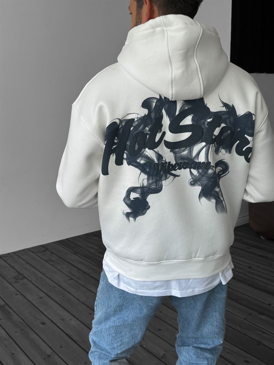 Beyaz Hot Stars Kapüşonlu Sweatshirt JJ-212