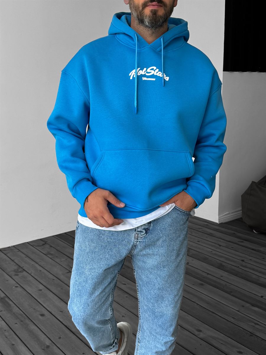 Mavi Hot Stars Kapüşonlu Sweatshirt JJ-212