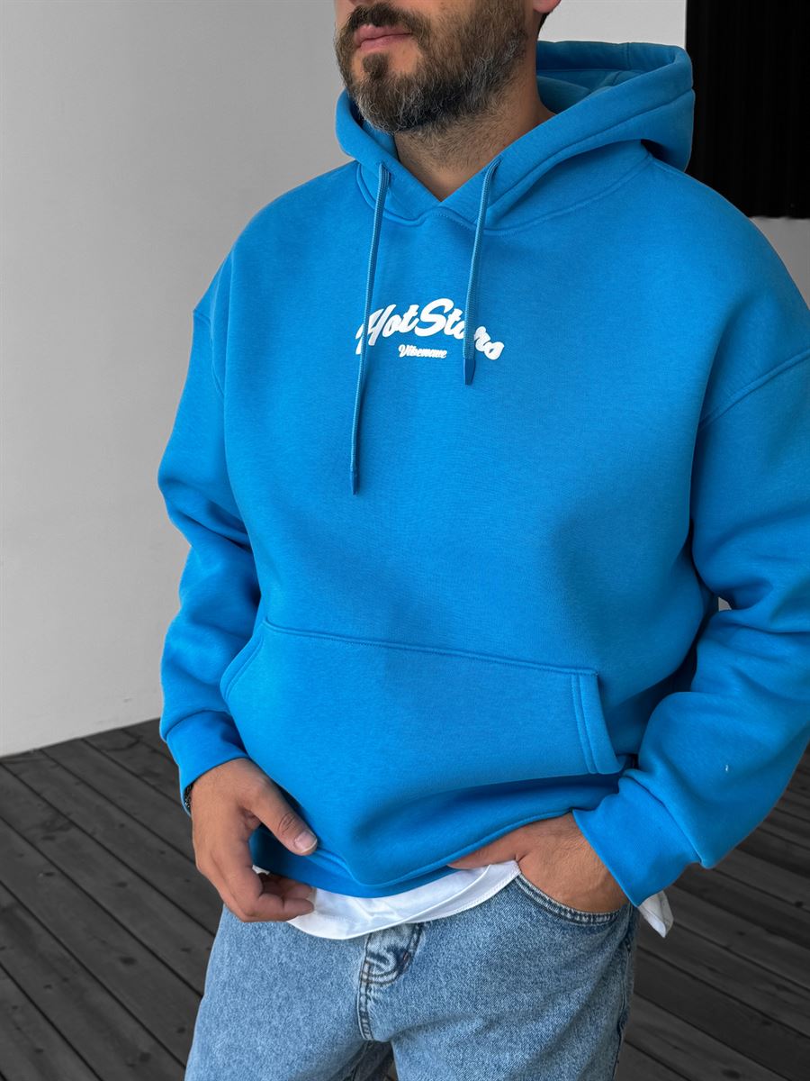 Mavi Hot Stars Kapüşonlu Sweatshirt JJ-212