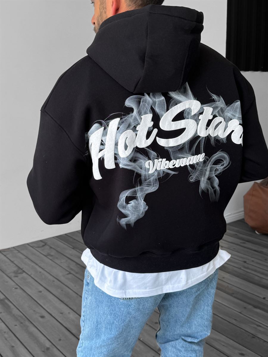 Siyah Hot Stars Kapüşonlu Sweatshirt JJ-212