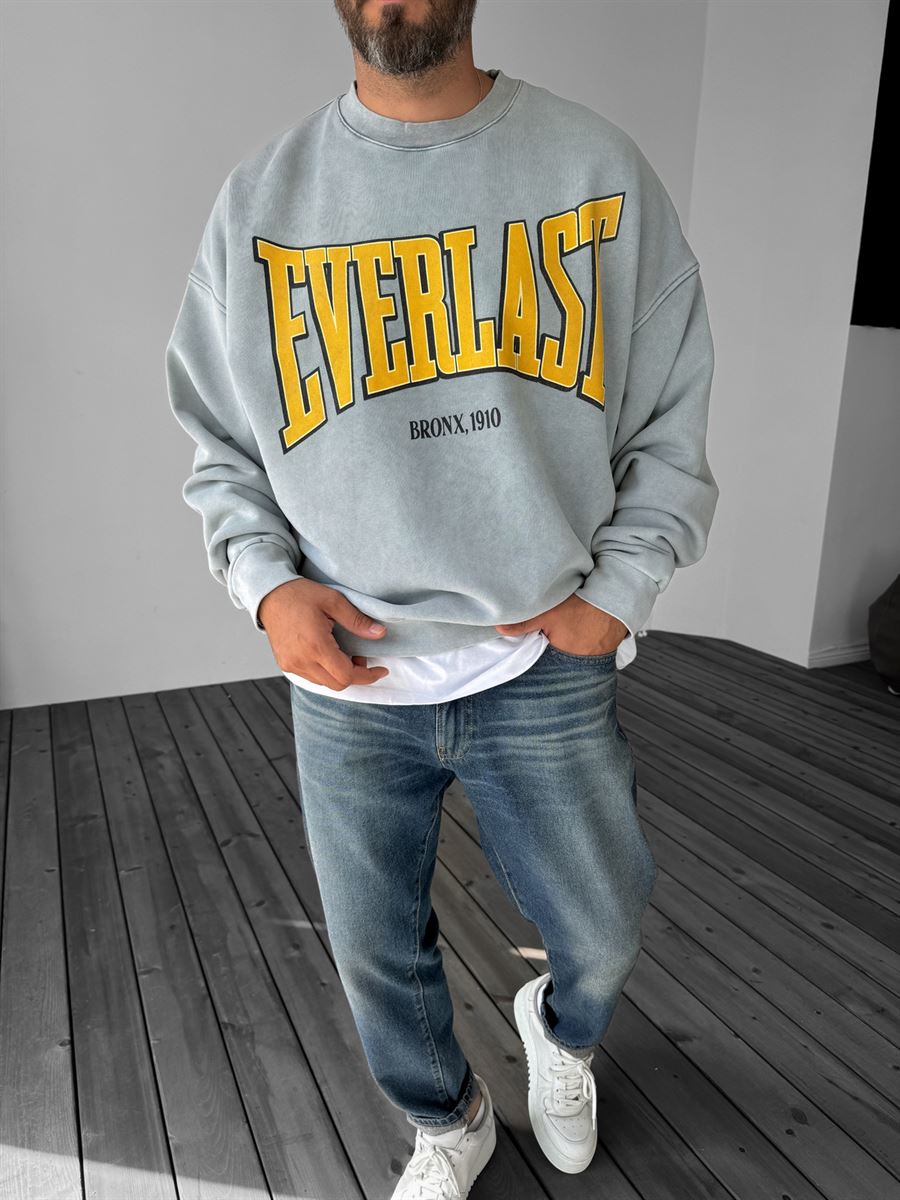 Gri Everlast Baskılı Sweatshirt JJ-211