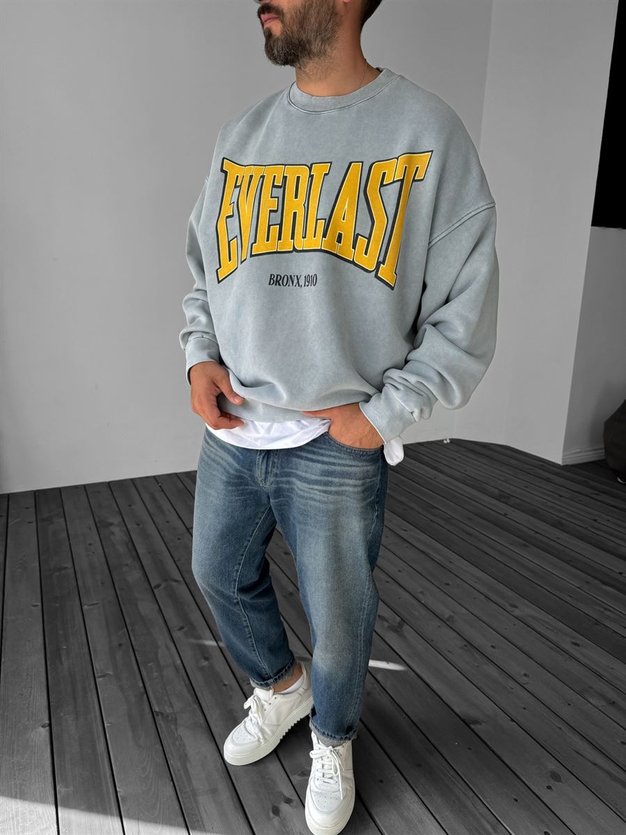 Gri Everlast Baskılı Sweatshirt JJ-211