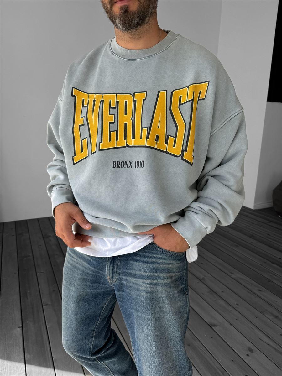 Gri Everlast Baskılı Sweatshirt JJ-211