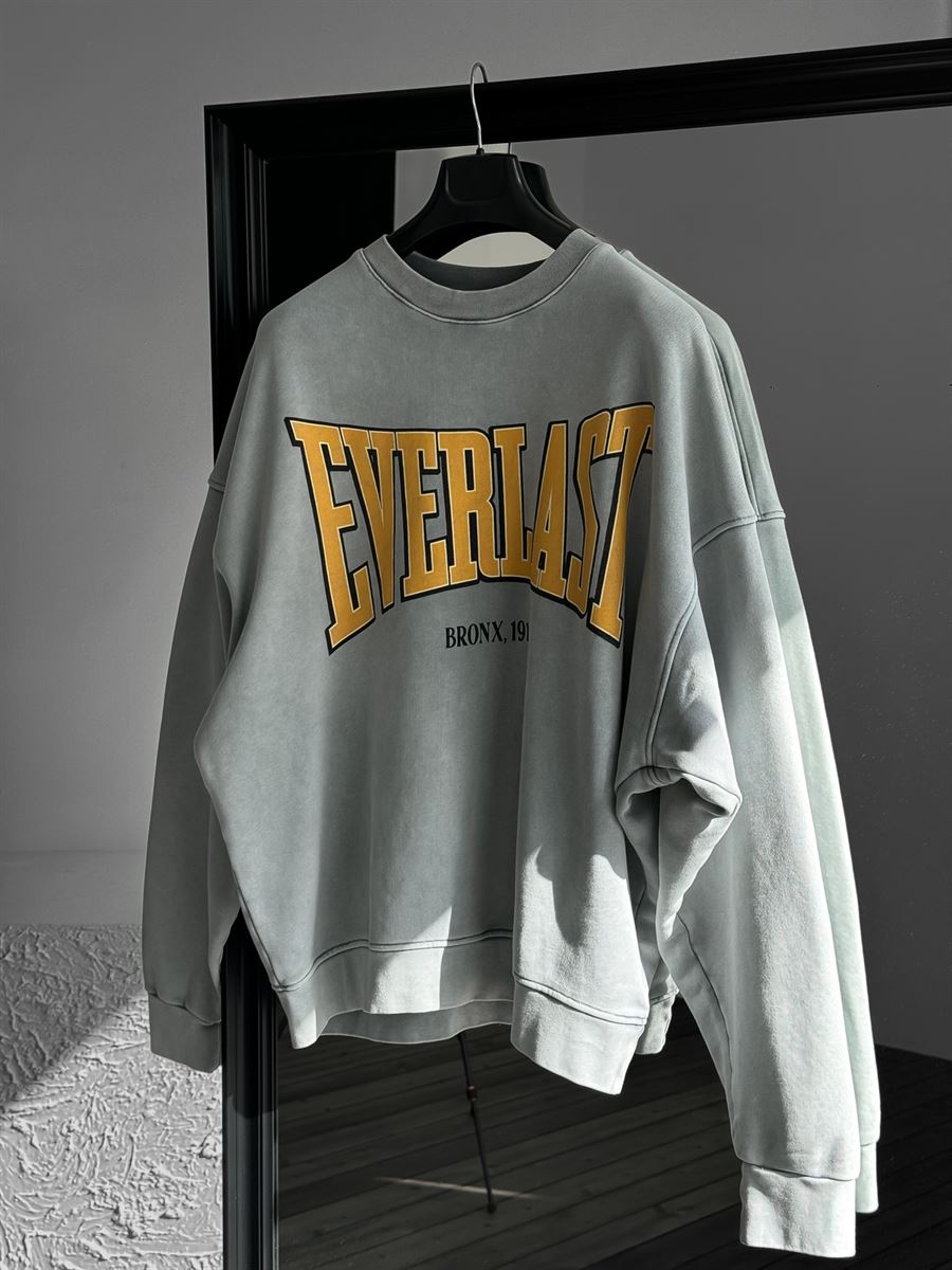 Gri Everlast Baskılı Sweatshirt JJ-211