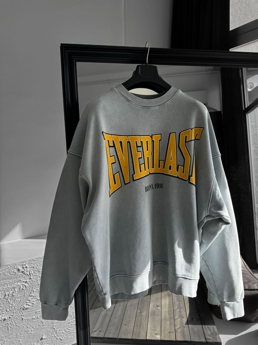 Gri Everlast Baskılı Sweatshirt JJ-211