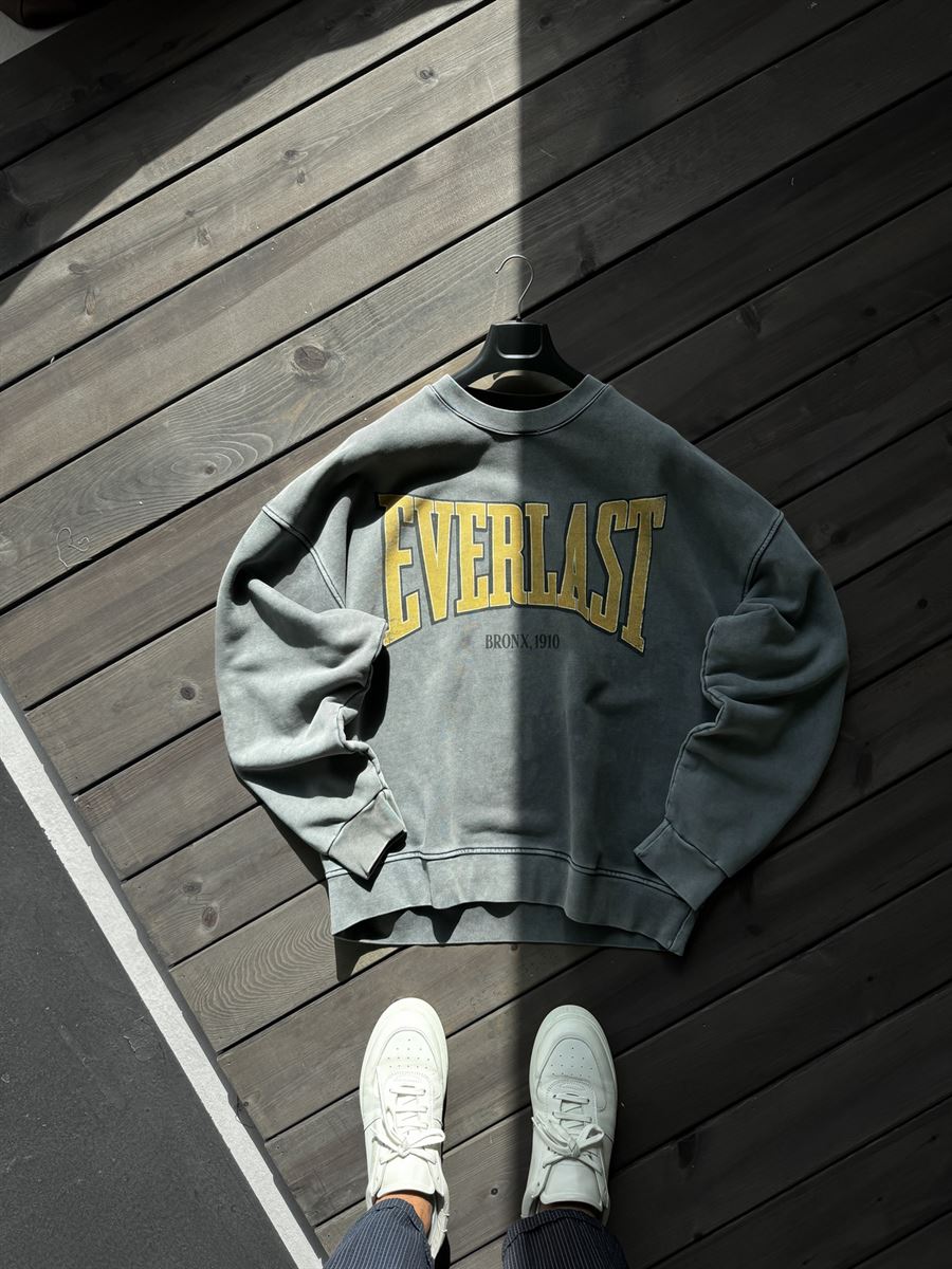 Antrasit Everlast Baskılı Sweatshirt JJ-211