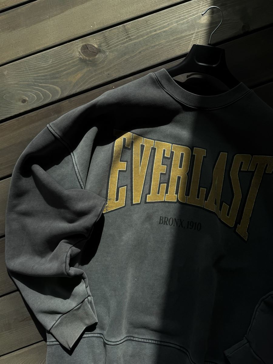 Antrasit Everlast Baskılı Sweatshirt JJ-211