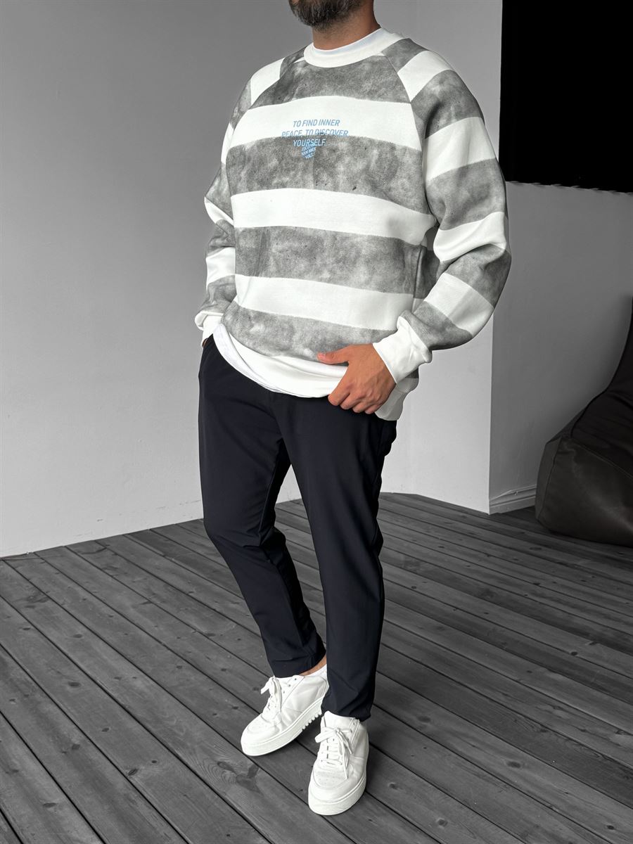 Antrasit Tram Şeritli Sweatshirt YP-4069