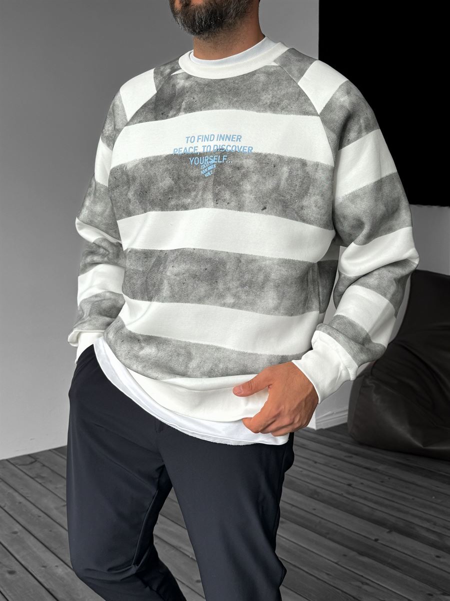 Antrasit Tram Şeritli Sweatshirt YP-4069