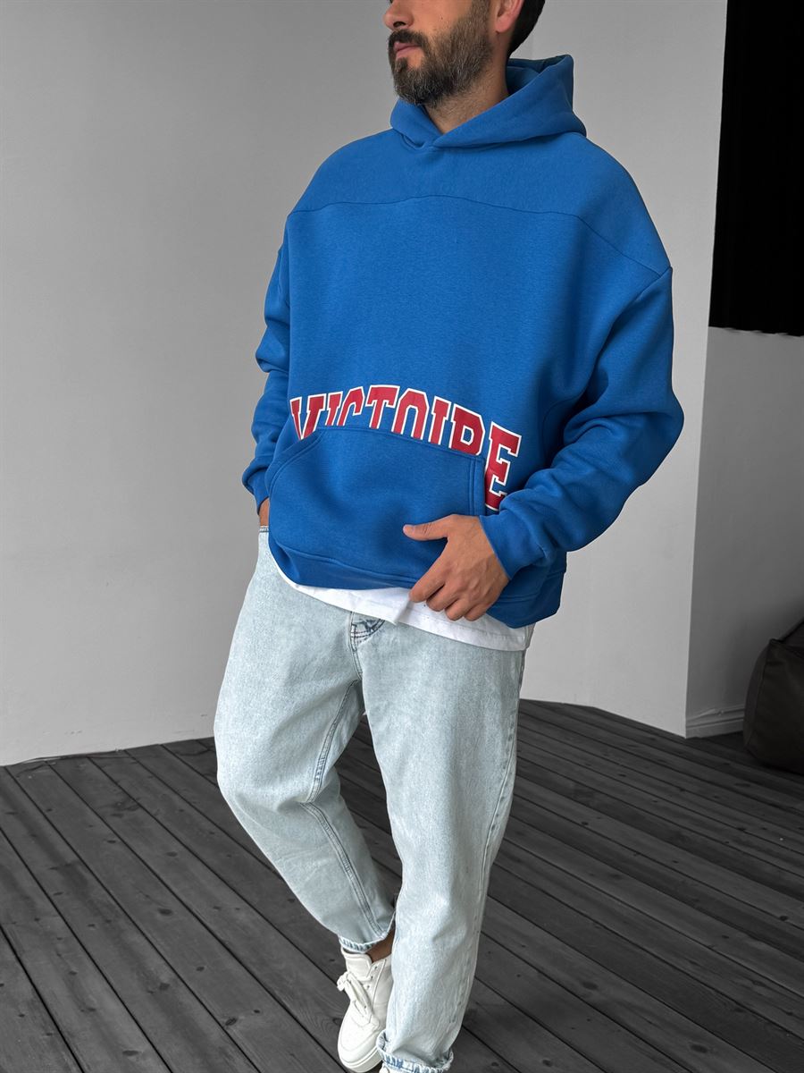 Mavi Victoire Baskılı Kapüşonlu Sweatshirt YP-4041