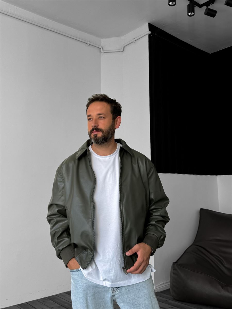 Haki Bomber Deri Ceket LNS-8529