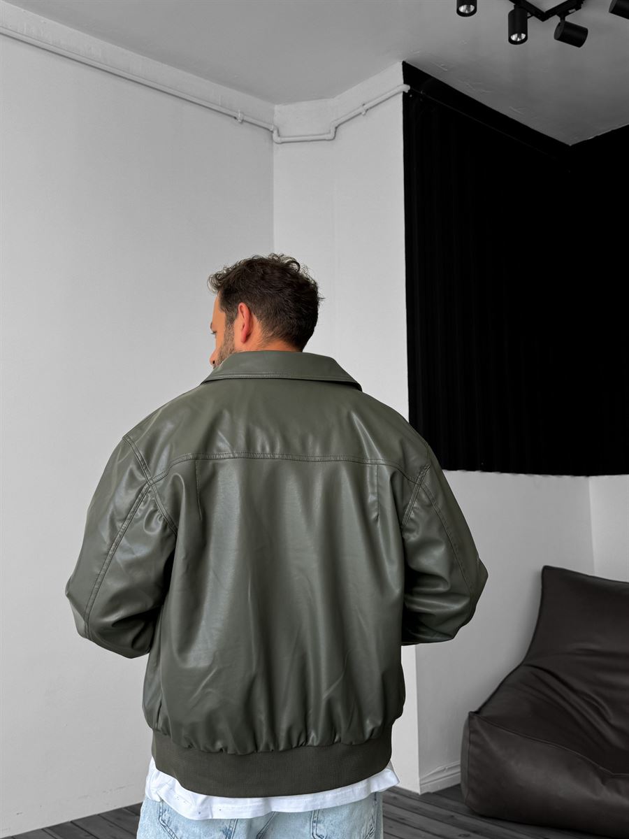 Haki Bomber Deri Ceket LNS-8529