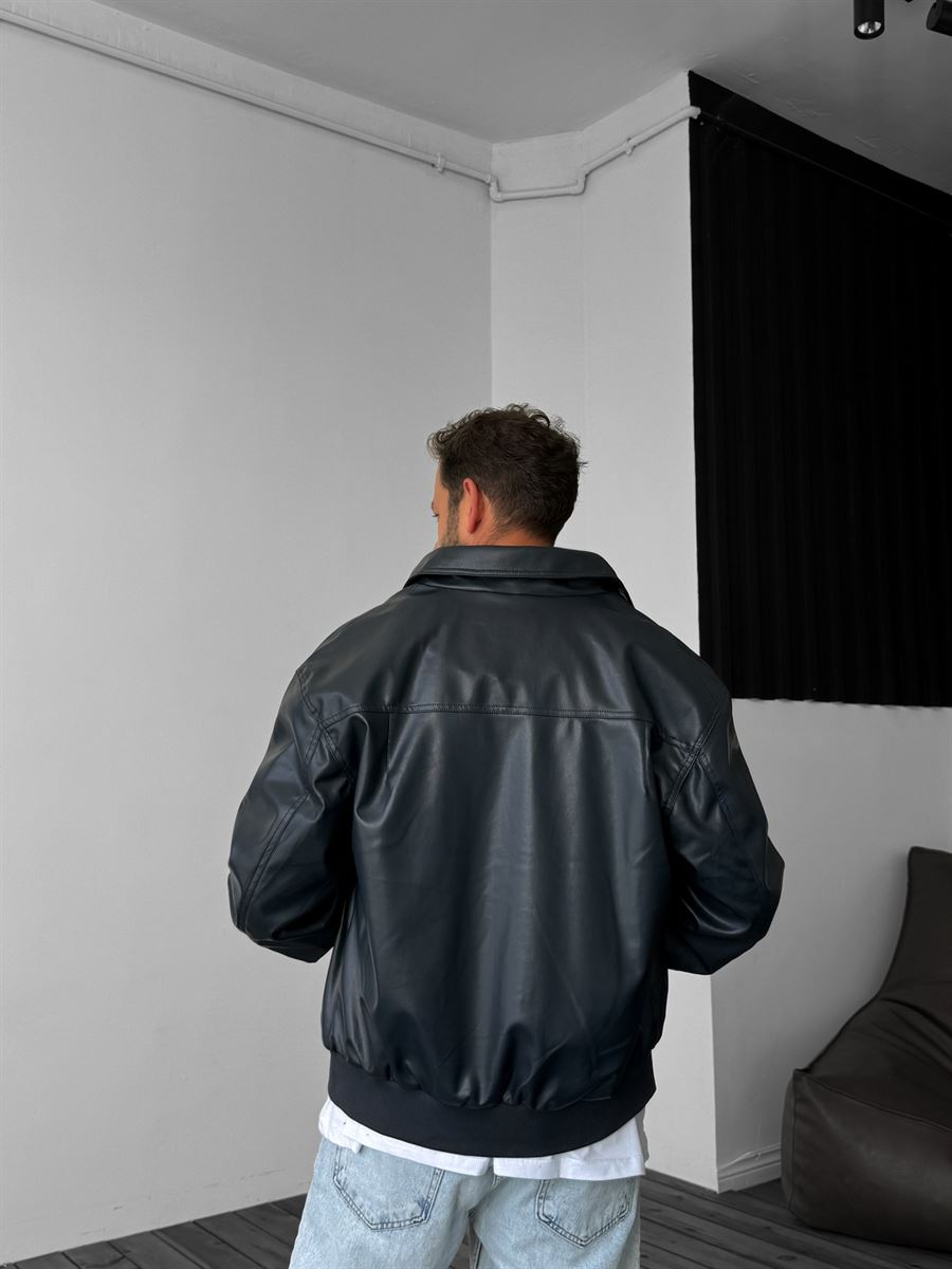 Lacivert Bomber Deri Ceket LNS-8529