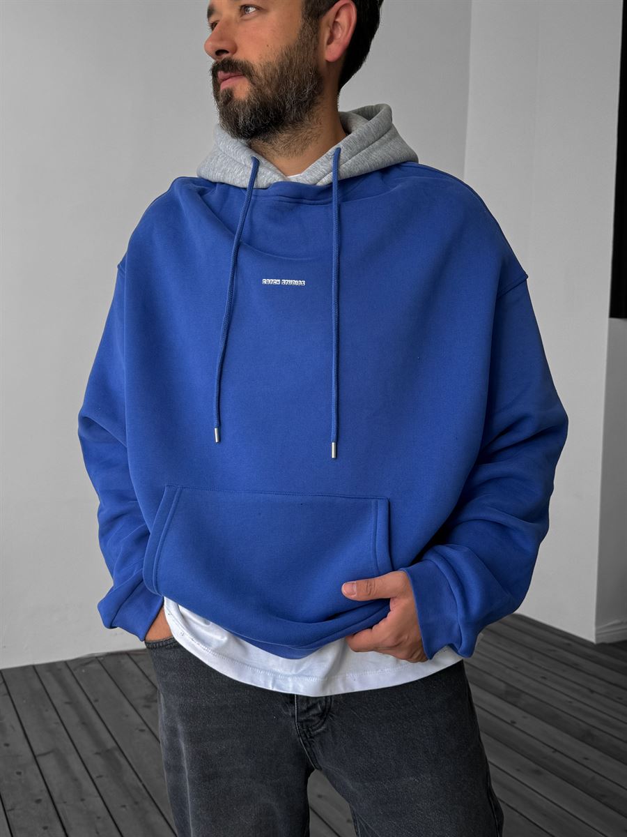 Mavi Studios Baskılı Kapüşonlu Sweat C-713