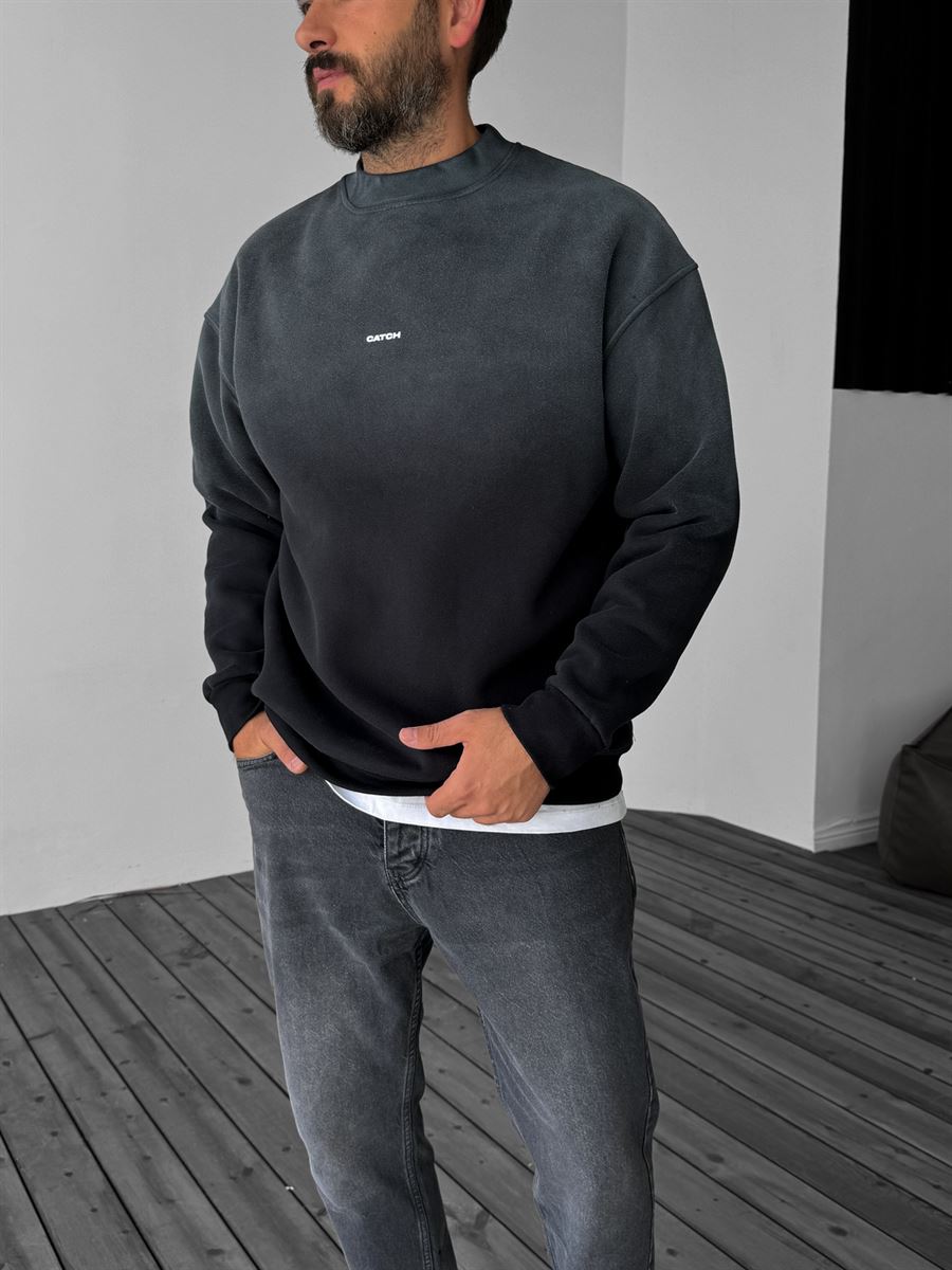 Siyah Yıkamalı Oversize Sweat C-700/025