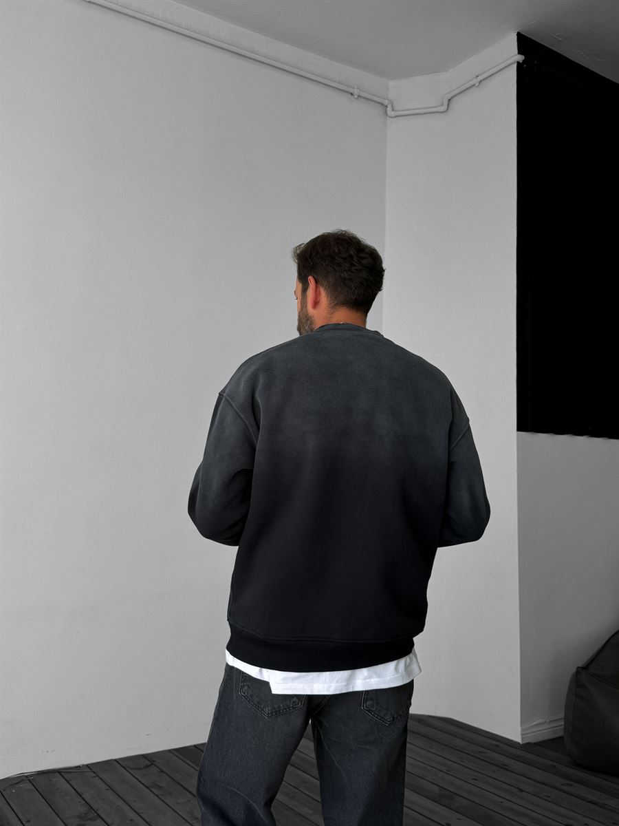 Siyah Yıkamalı Oversize Sweat C-700/025