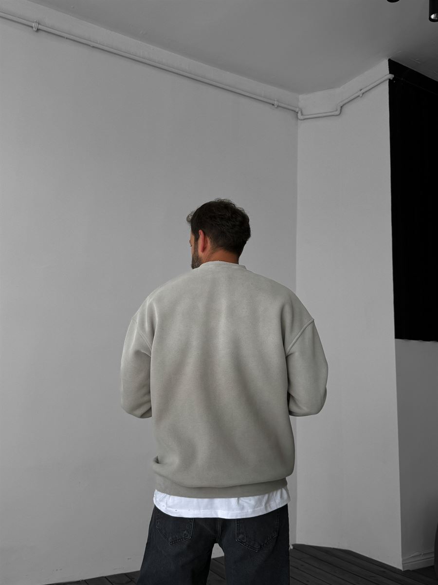 Gri Yıkamalı Oversize Sweat C-700/025