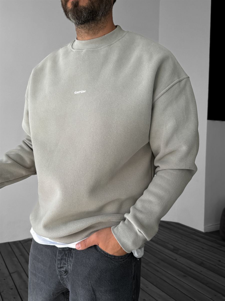 Gri Yıkamalı Oversize Sweat C-700/025