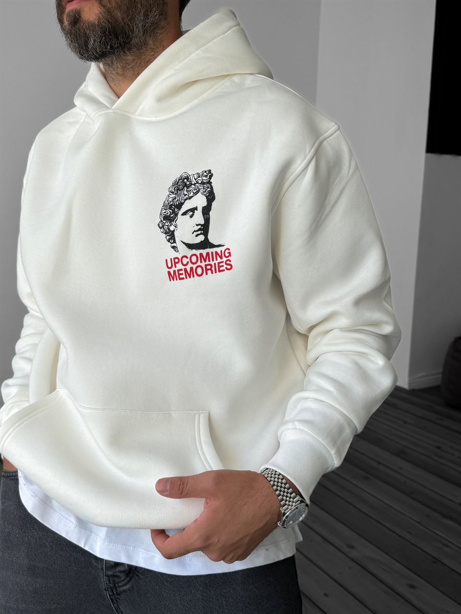 Beyaz Memories Baskılı Sweat C-531